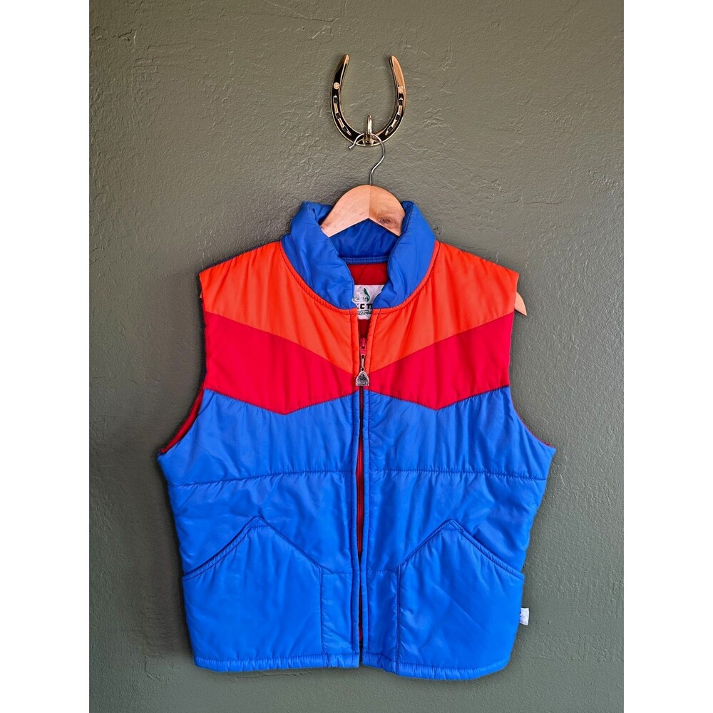 Vintage 70s Unisex Pacific Trail colorblock puffer vest small retro ski hike